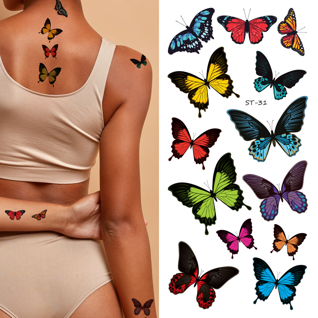 Supperb® Temporary Tattoos - Realistic Butterflies, Monarch Butterflies (Set of 2)