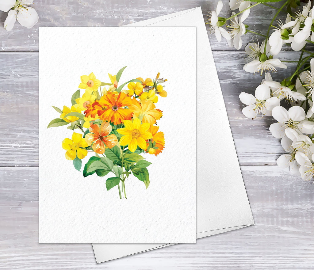 Sweet Yellow Blossoms Cards Floral Blank Watercolour Card Daisy Flower Greeting Cards Anniversary Mother's day Get Well Soon Greeting Cards