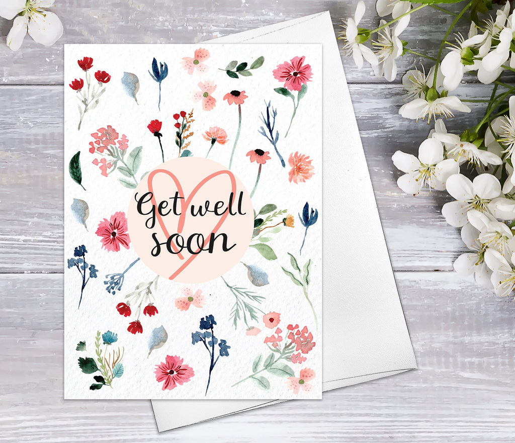 Sweet Wildflower Blossoms Cards Floral Blank Watercolour Card Daisy Flower Greeting Cards Wild Flowers Get Well Soon Hope Greeting Cards