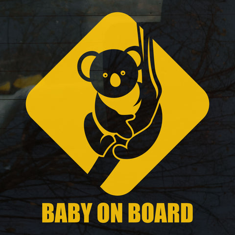 Baby On Board Sign - Koala Bear on Board Bright Warning Sign Vinyl Sticker for Car Trucks Vehicle Decal Sticker Window Décor