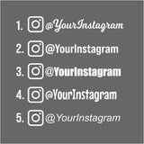 Custom Instagram Handle Car Window Vinyl Decal - Personalized Social Media Sticker for Business Promotion & Personal Use - Custom Instagram