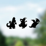 Cute Miniature Dragon Stickers - Set of 3 Tiny Dragon Decals for Car Mirrors, Laptops, and Windows, Adorable Small Dragon Sticker Collection