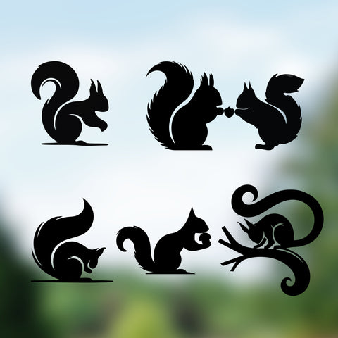 Cute Miniature Squirrel Stickers - Set of 6 Tiny Squirrel Decals for Car Mirrors, Laptops, and Windows, Adorable Small Squirrel Sticker