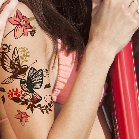 Supperb® Temporary Tattoos - Mayflowers & Birds Temporary Tattoo