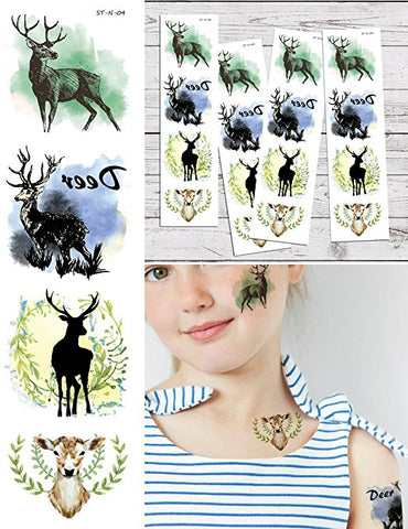 Supperb Temporary Tattoos - Cute Reindeer Deer Tattoos Tattoos (Set of 4)