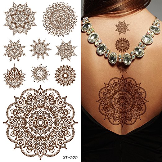 Supperb Temporary Tattoos - Inspired Mandala Henna Healing Yoga Meditation Tattoo