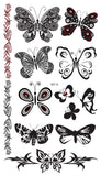 Supperb® Temporary Tattoos - Cute Black Tribal Butterflies Temporary Tattoo