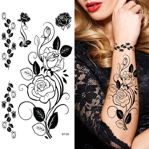 Supperb® Temporary Tattoos - Black Tribal Rose