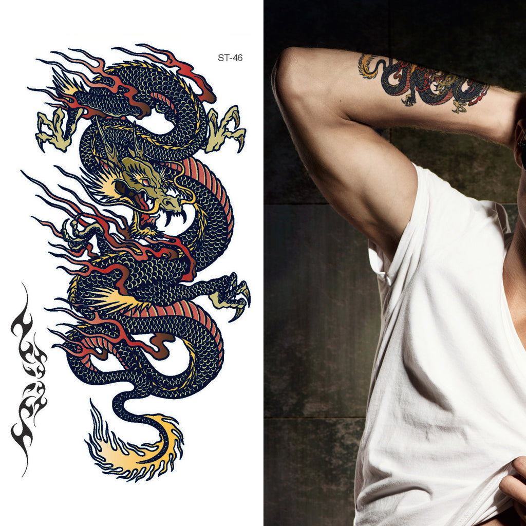 Supperb® Temporary Tattoos - Blue Dragon on Fire Ii