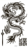 Supperb® Temporary Tattoos - 6 Pack - 3 of Black & White Dragon and 3 of Blue Dragon on Fire