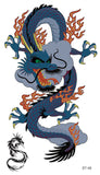 Supperb® Temporary Tattoos - Blue Dragon on Fire