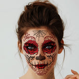 Supperb Halloween Face Tattoo Day of the Dead Sugar Skull Red Rose Temporary Face Tattoo Kit