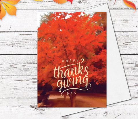 Supperb Fine Art Greeting Card - Thanksgiving Cards Trees With Brilliant Fall Color Thanksgiving Card Thanksgiving Gift Handmade Greeting Card