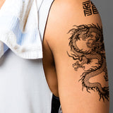 Supperb® Temporary Tattoos - 6 Pack - 3 of Black & White Dragon and 3 of Blue Dragon on Fire