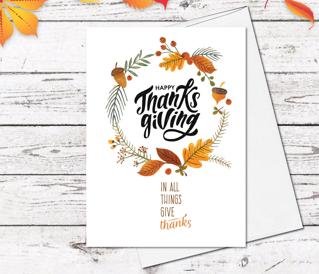 Supperb Thanksgiving Cards Set of 6 - In all Things Give Thanks Thanksgiving Card Thanksgiving Gift Handmade Greeting Card (Set of 6)