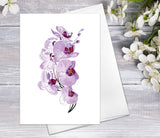 Floral Flower Violet Orchids blossom Watercolour Card Flower Greeting Cards Anniversary Mother's day Valentine's Day Blank Greeting Card