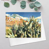 Succulent Tropical Plants Landscapes Greeting Card Watercolor Southwest Desert Art Card Nevada Travel Fine Art Birthday Greeting Card