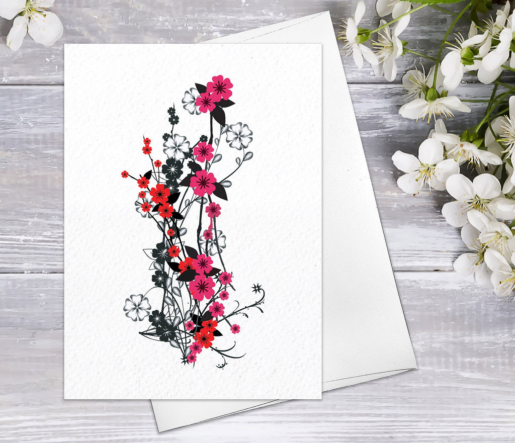 Floral Flower Red Plum blossom Blooming Watercolour Card Flower Greeting Cards Anniversary Mother's day Valentine's Day Blank Greeting Card