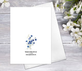 Flower Floral blue daisy chrysanthemum Watercolour Card Flower Greeting Cards Anniversary Mother's day Valentines Day Blank Greeting Card