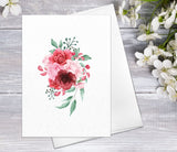 Sweet Peony Blossoms Cards w/ Envelopes Floral Blank Watercolour Card Peony Flower Greeting Cards Anniversary Mother's day Greeting Cards