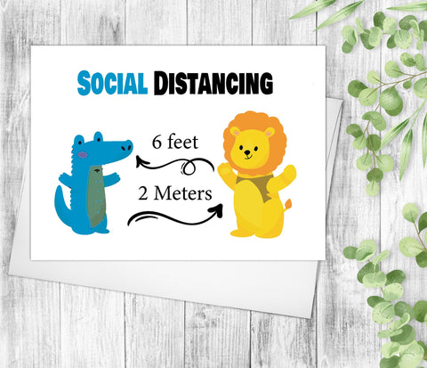 Social Distancing 2 meters 6 feet Card stay safe card Stay Home Card Thinking Of You Card Friendship Card Get Well Soon Card Distance Cards