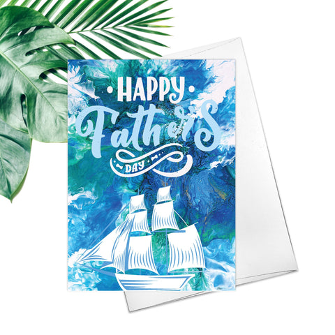 Happy Father's Day Oil Painting Ocean Greeting Card Friendship Sailboat You Are My Hero Fathers Day Card Father Sailboat Ocean Card