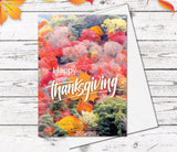 Happy Thanksgiving Card Autumn Forest mountain leaves Thanksgiving Gift Greeting Card Blank Watercolour Card Thanksgiving Greeting Cards