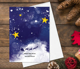 Christmas Cards set of 4, Merry Christmas and happy new year  cards Set,  Christmas Cards Holiday Greeting Card Pack Starry Sky Moon Cards