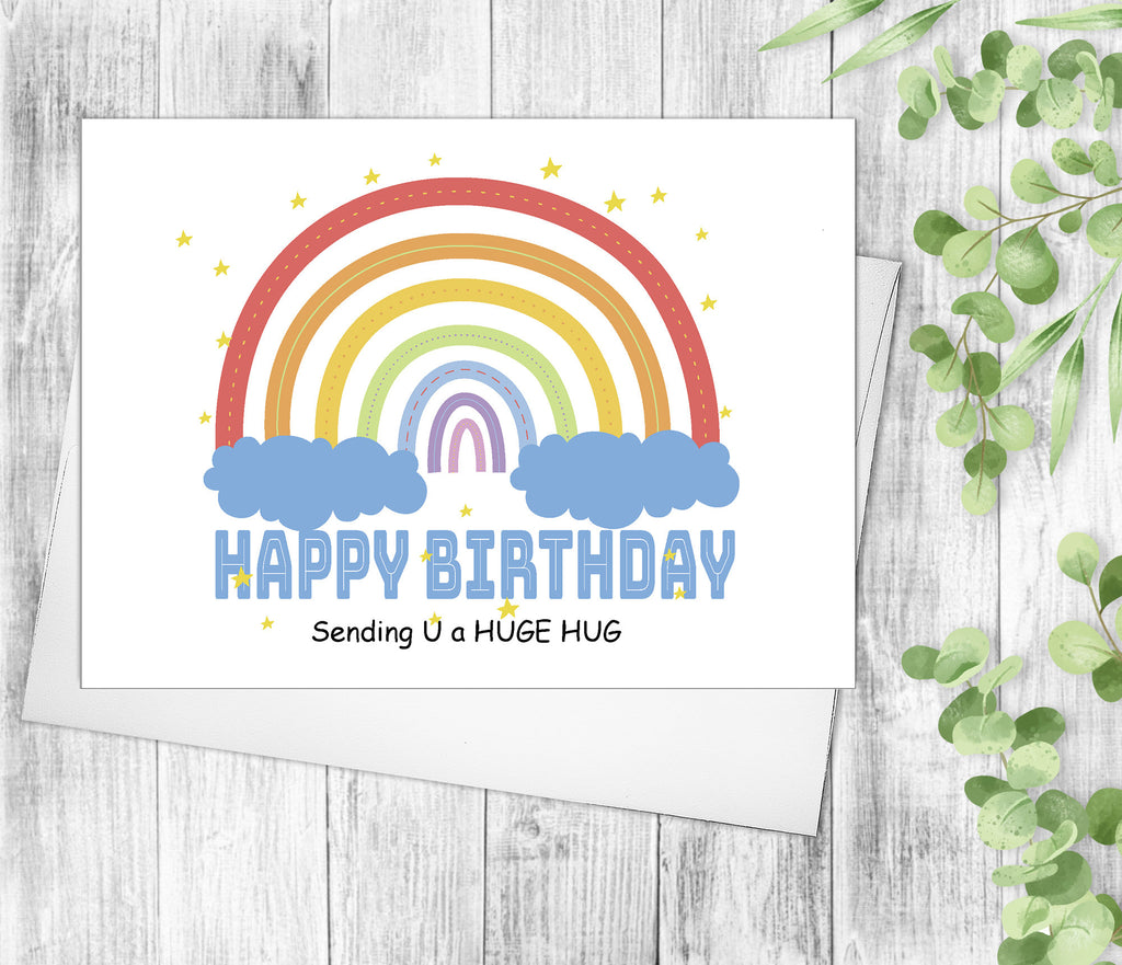 Rainbow Happy Birthday Thinking Of You Card Friendship Card Happy Birthday Thank You  Create Your Card Custom Card Personalized Cards